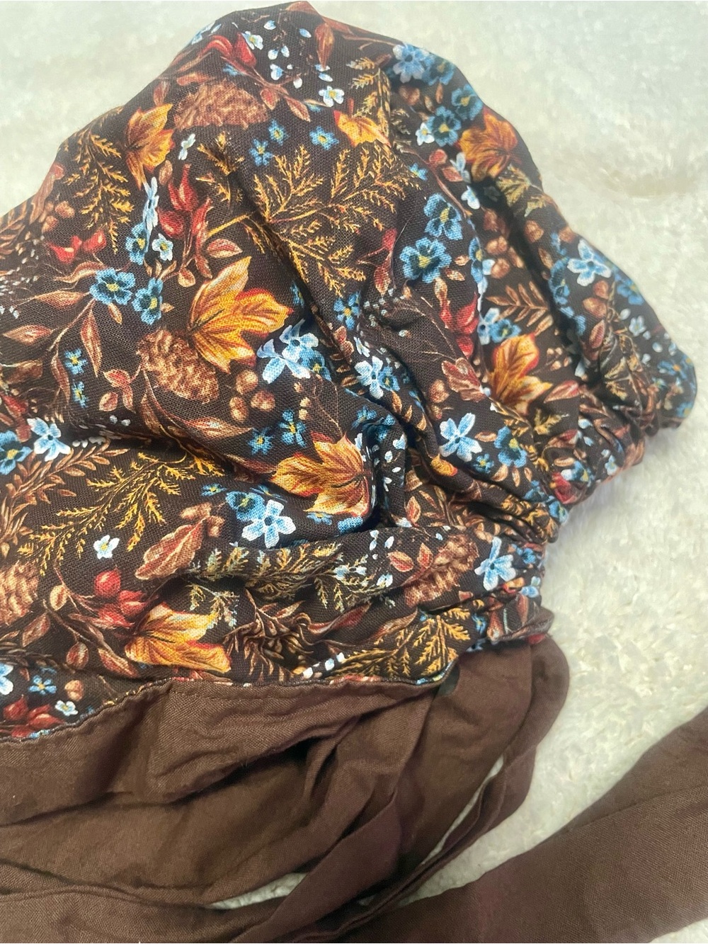 Handmade Fall Floral Bonnet Surgical Scrub Cap | Like New Tie Back